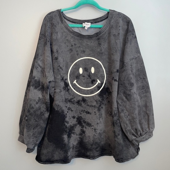 EUC Hayden LA Smiley Face Tie Dye Oversized Sweatshirt Size 2XL - Picture 2 of 7